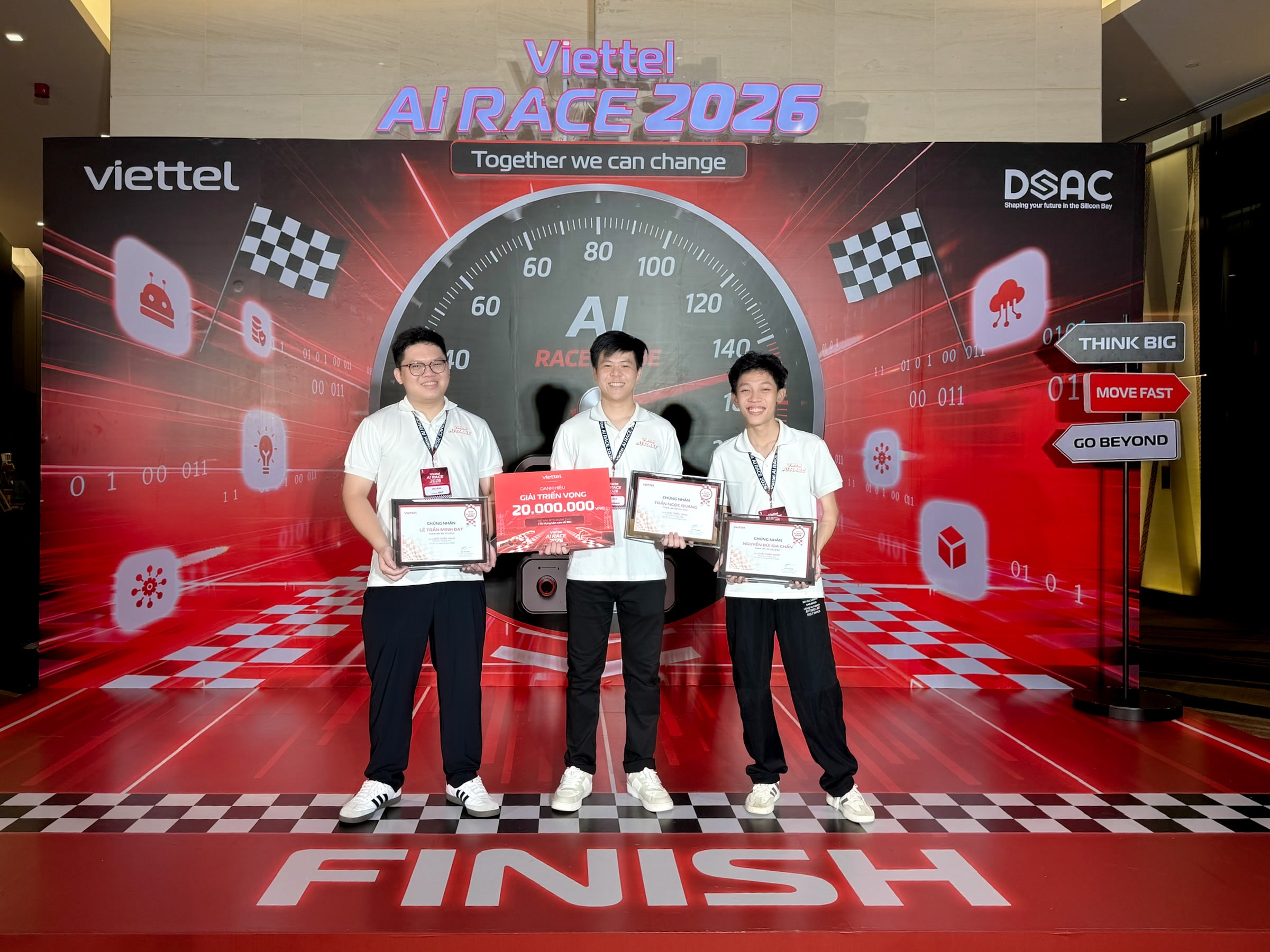 Team Zillexa holding their award at the Viettel AI Race 2026 final