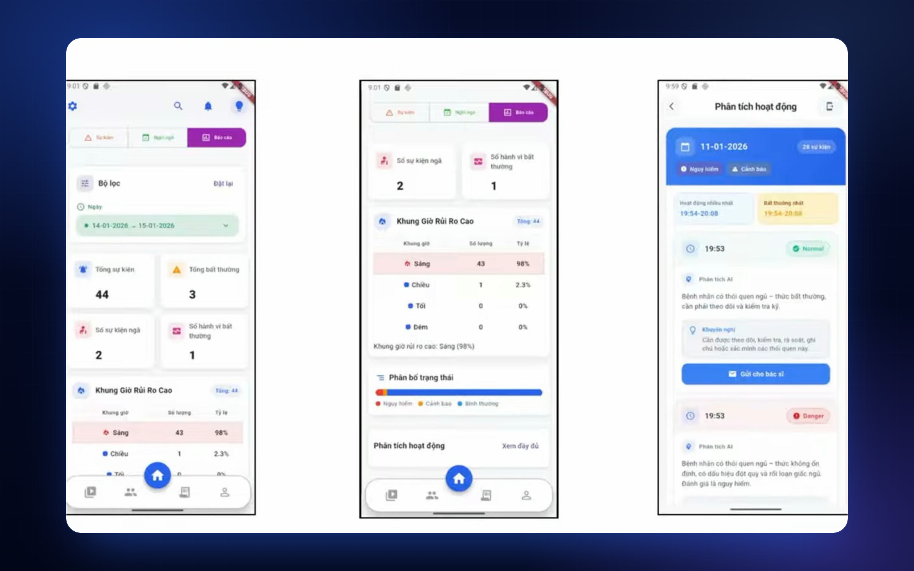 Screenshot of the mobile app's AI summary of a patient's recent events