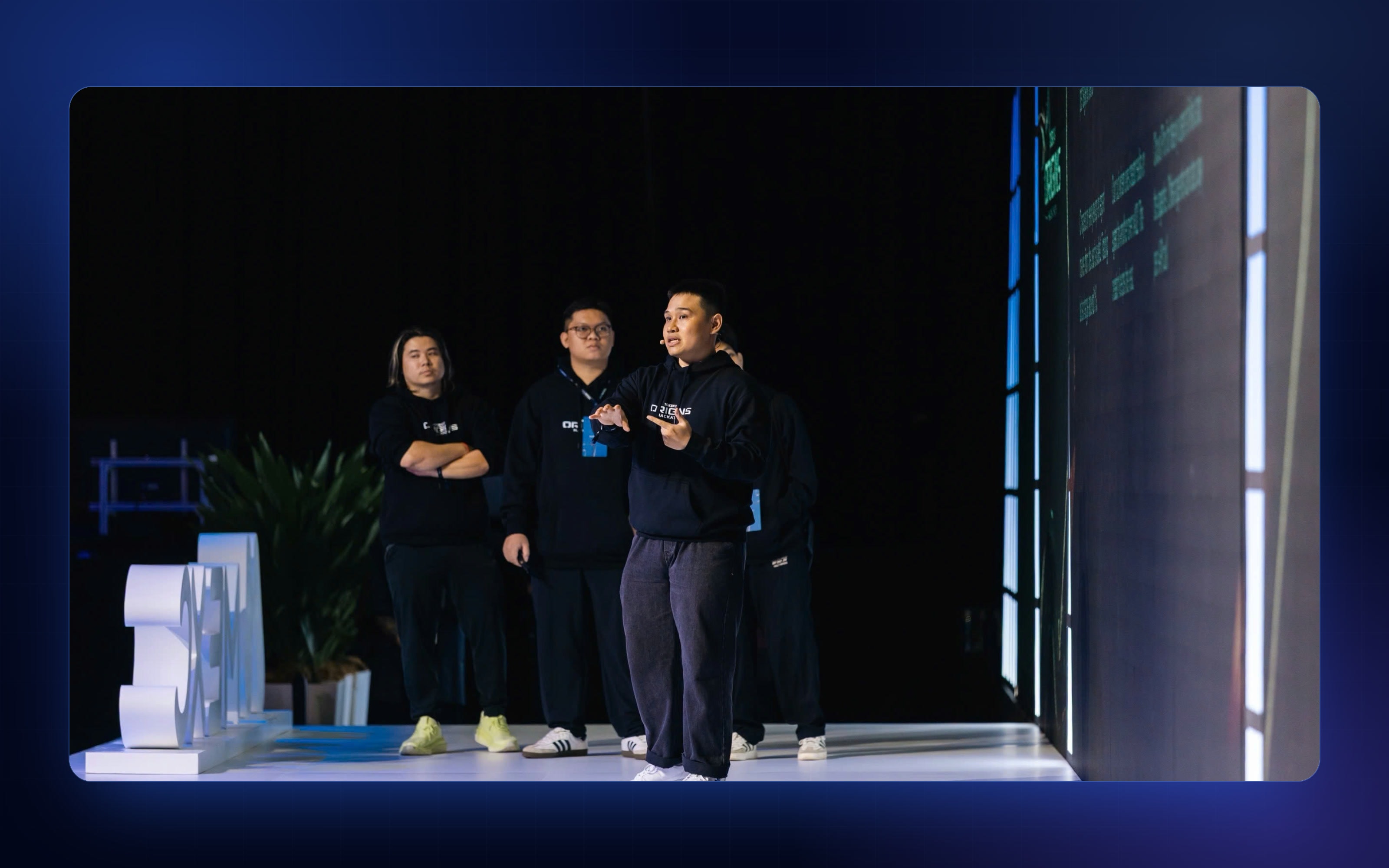 The Chord team pitching on the TOKEN2049 Origins Hackathon stage in Singapore