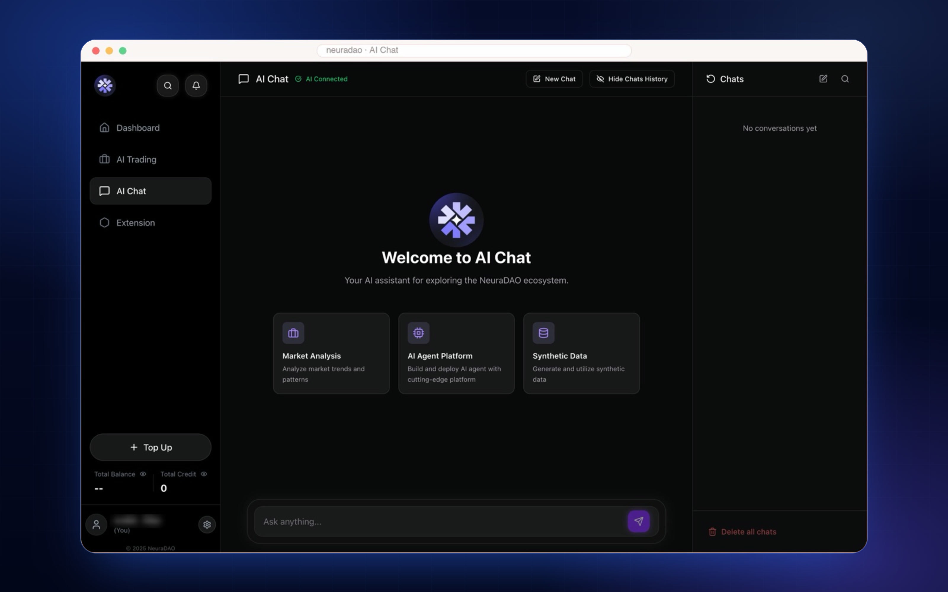 Screenshot of the AI chat assistant answering a trading question