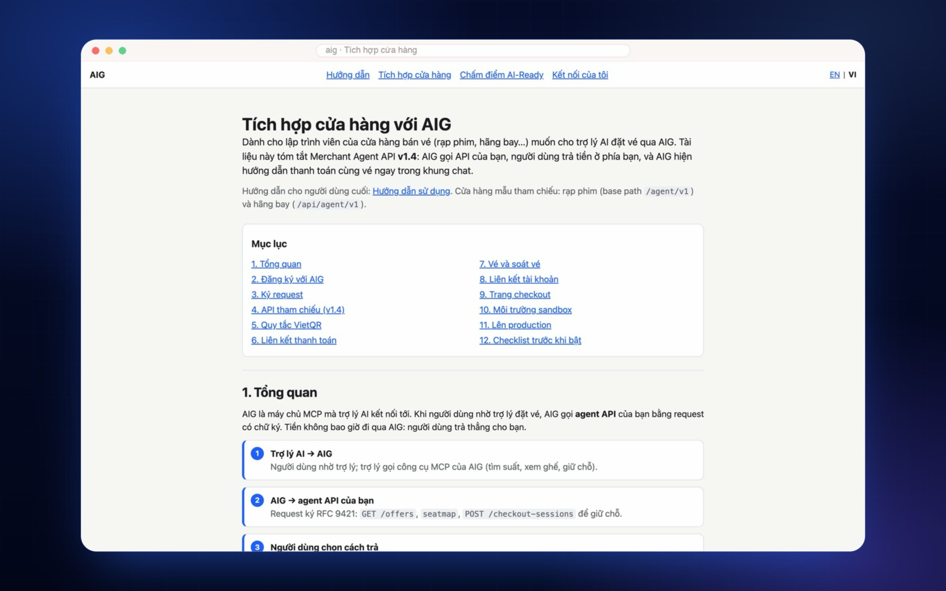 Screenshot of the merchant integration guide explaining how to connect a store to Siz