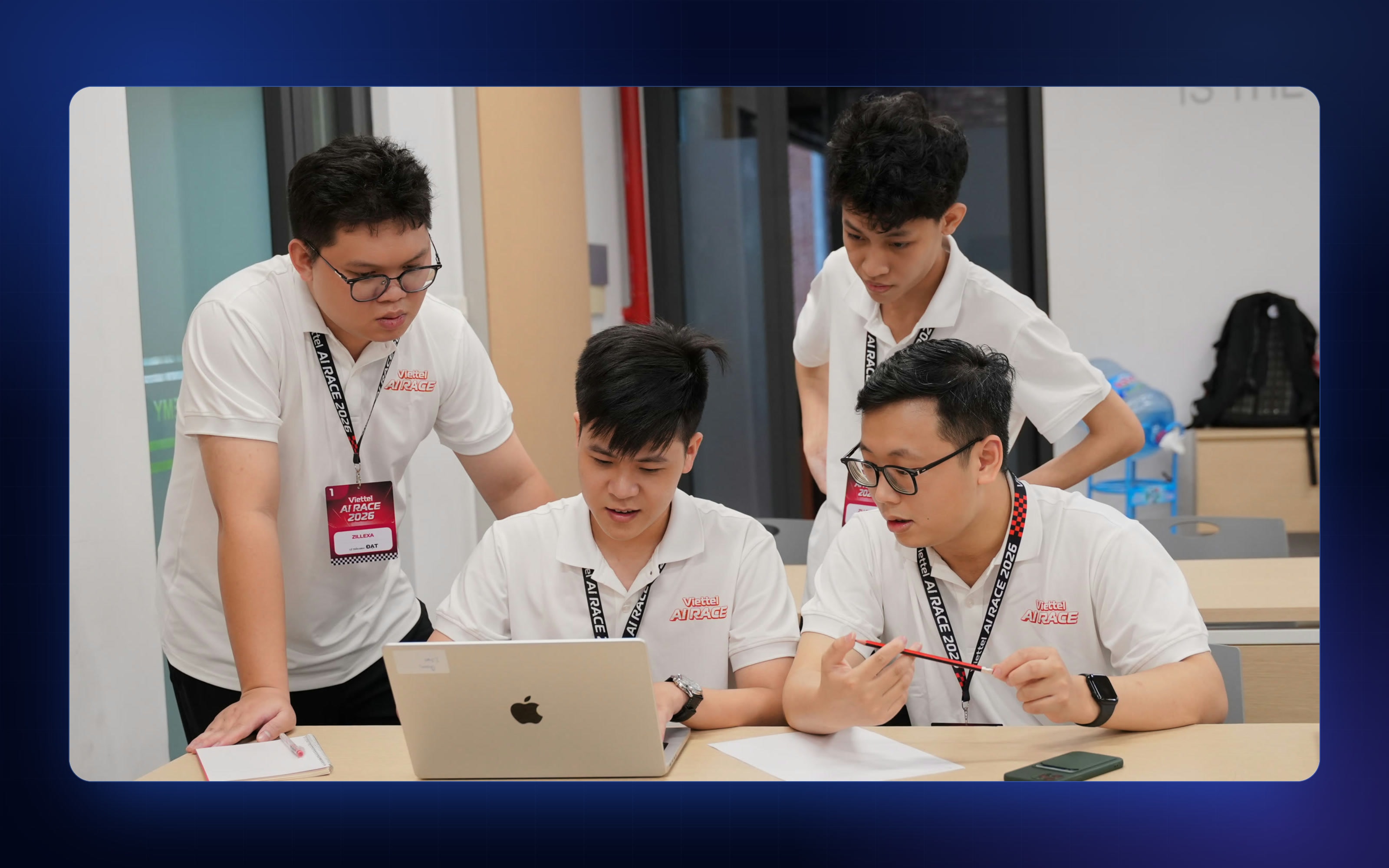 Team Zillexa working on laptops during the Viettel AI Race 2026 final