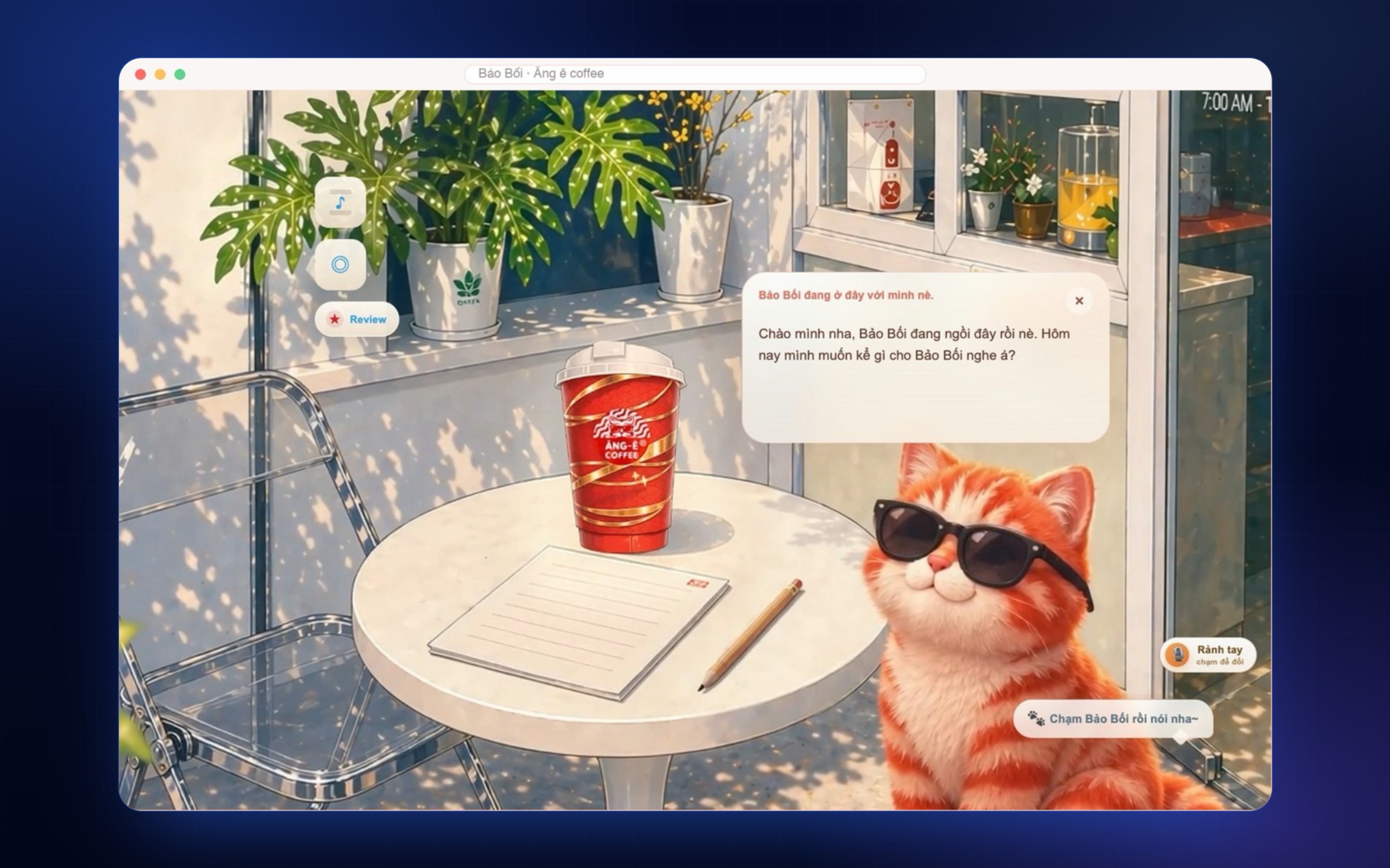 Screenshot of the voice ordering assistant on desktop